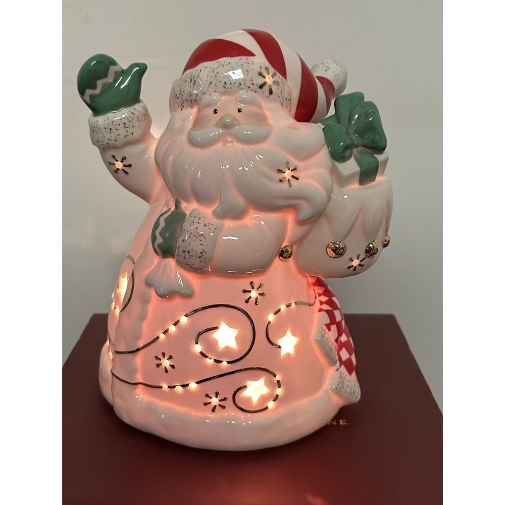Vintage Lenox Occasions Lighted Santa Figurine 2003 Christmas Fine 6238257 Ivory - Picture 2 of 15